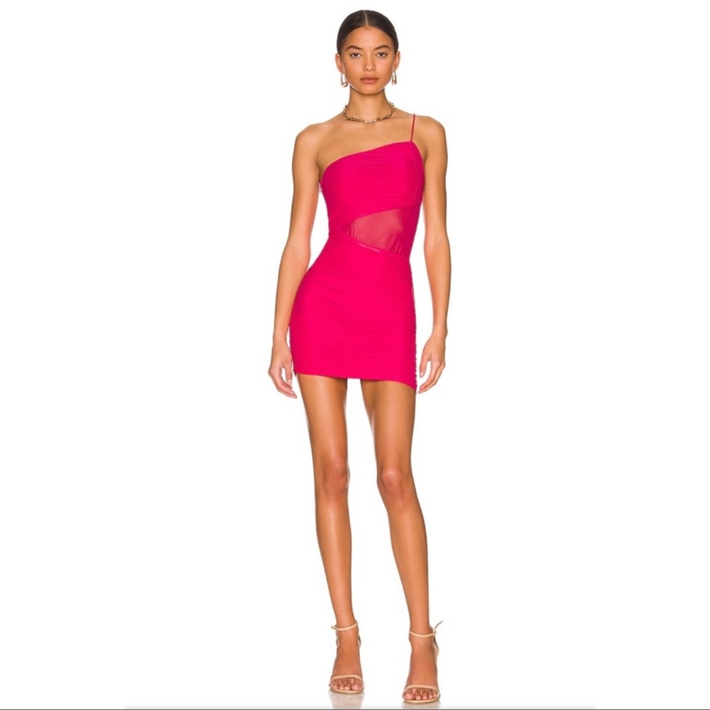 REVOLVE superdown Jerica Mesh Mini Dress in Hot Pink Size XS NWT new with tags